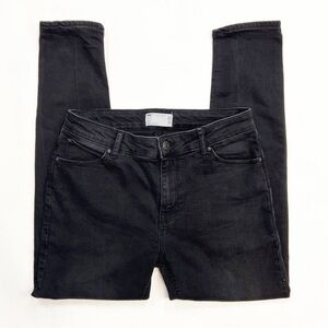 ASOS Design High Waist Skinny Leg Factory Faded Black Jeans